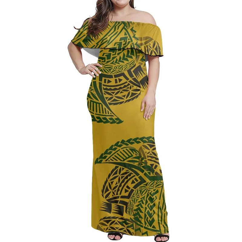 Polynesian Summer Ladies Bodycon Maxi Dress