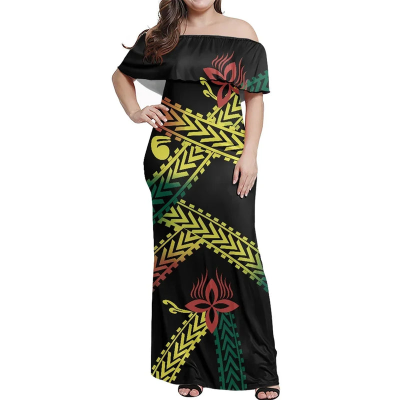 Polynesian Summer Ladies Bodycon Maxi Dress