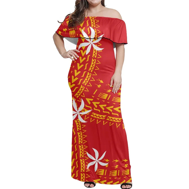 Polynesian Summer Ladies Bodycon Maxi Dress