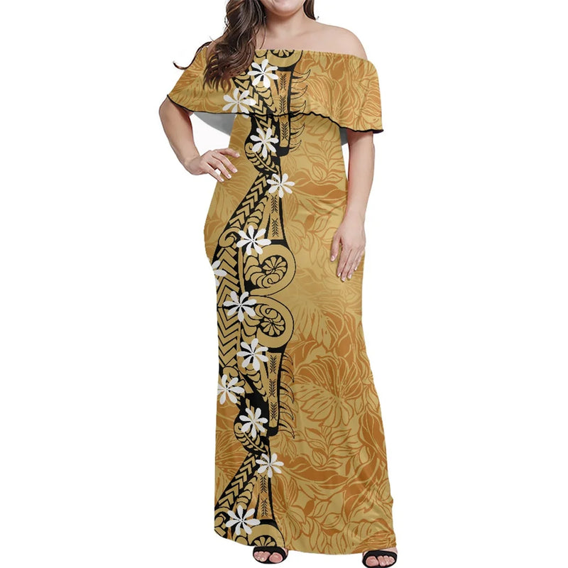 Polynesian Summer Ladies Bodycon Maxi Dress