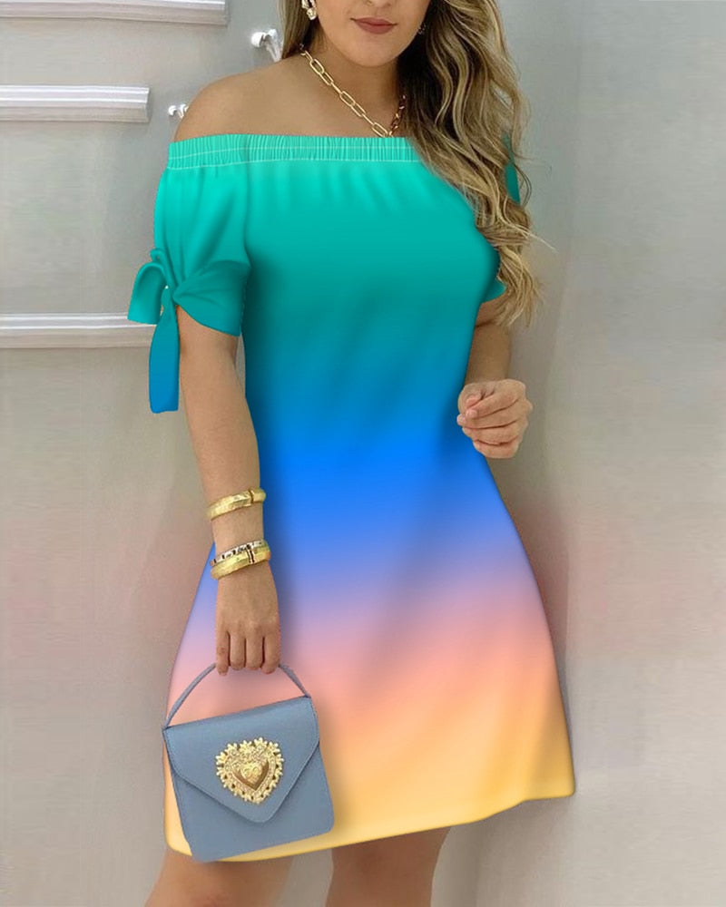 Women Fashion Off Shoulder Floral Mini Dress with designs