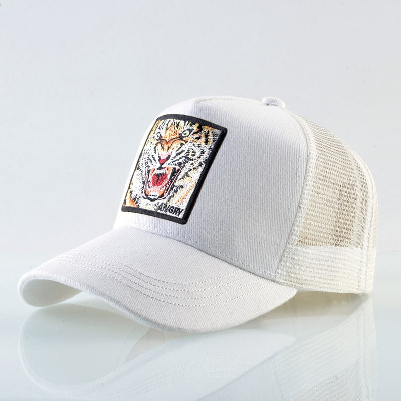 Mesh Baseball summer Snapback Hat With Tiger Patch