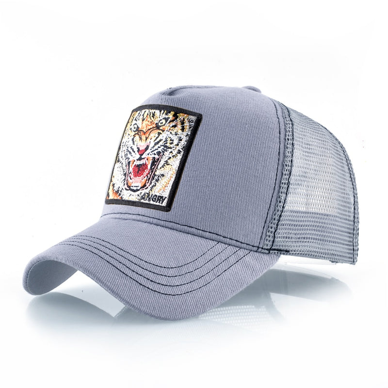 Mesh Baseball summer Snapback Hat With Tiger Patch