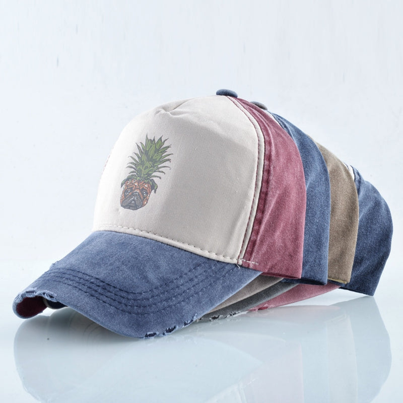 Breathable trucker hat with Pineapple/Dog prints