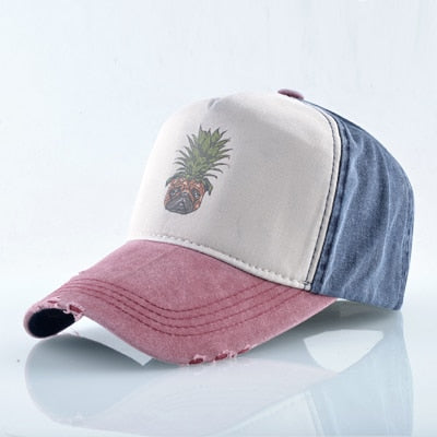Breathable trucker hat with Pineapple/Dog prints