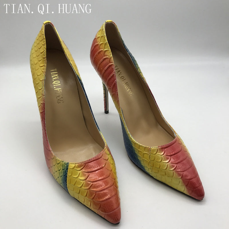 New style high quality women Genuine Leather high heels