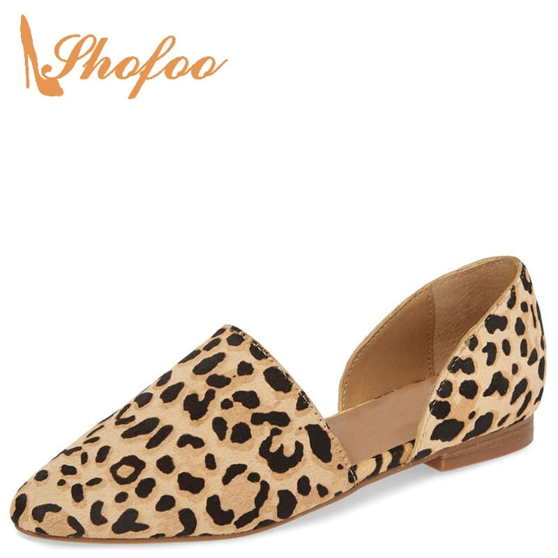 Brown Leopard Print Pointed Toe Flat Loafers
