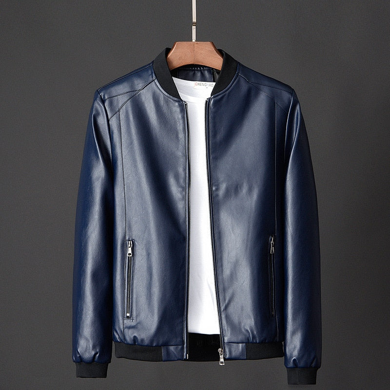 Leather Motorcycle  Bomber Jacket For Men