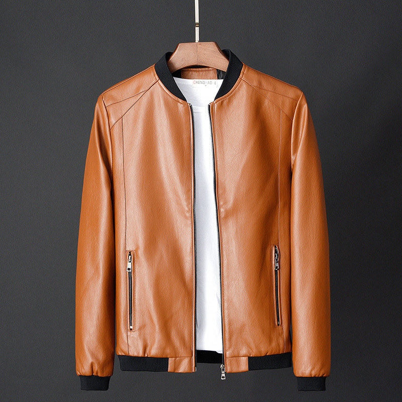 Leather Motorcycle  Bomber Jacket For Men