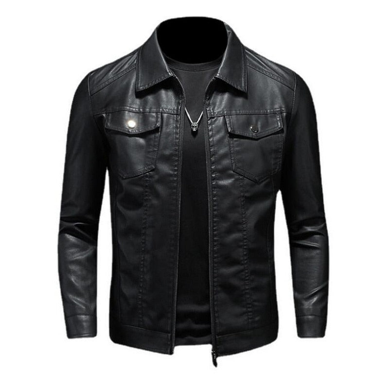 Thick Motorcycle Leather Jacket for Men