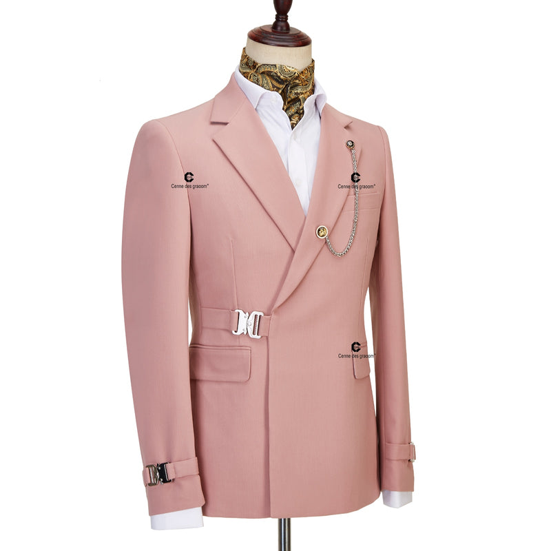 Pink Dapper  Style Coat Design with Metal Side Release Buckle