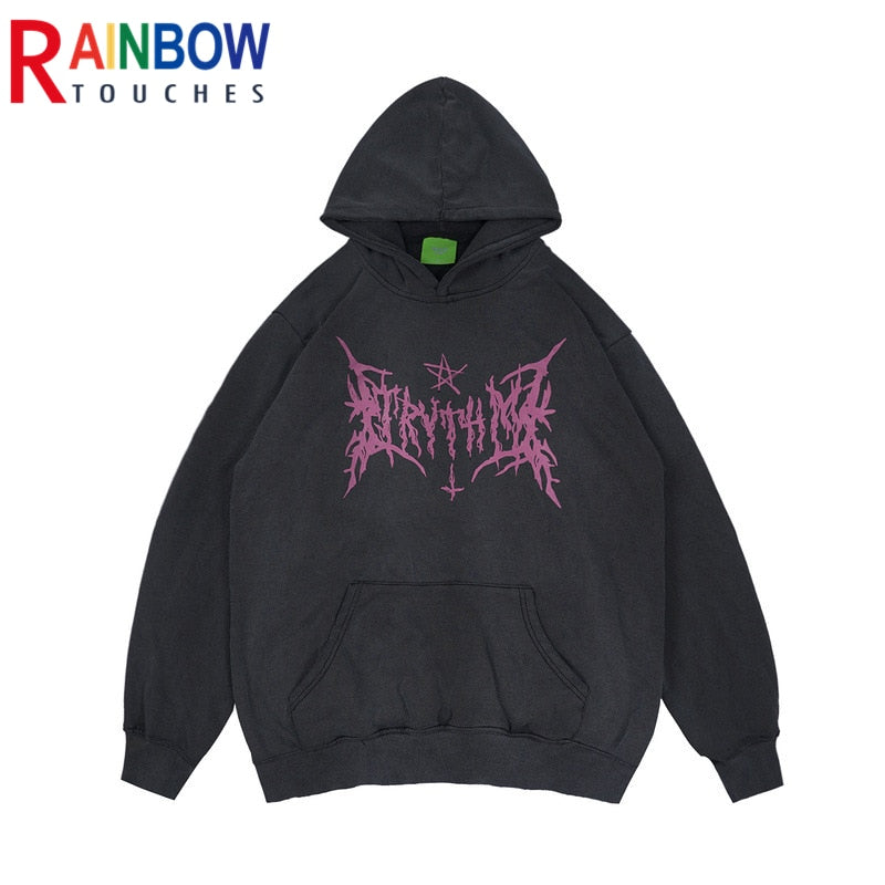 High Street Fashion Rainbowtouches Washed Hoodie for Men
