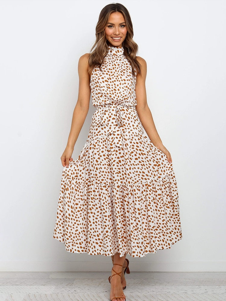 Summer Long Dress Polka Dot Casual Dresses with Prints