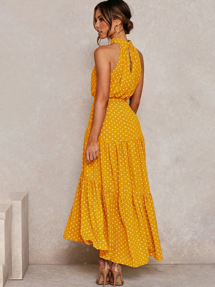 Summer Long Dress Polka Dot Casual Dresses with Prints