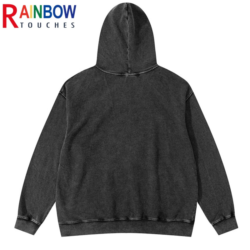 High Street Fashion Rainbowtouches Washed Hoodie for Men