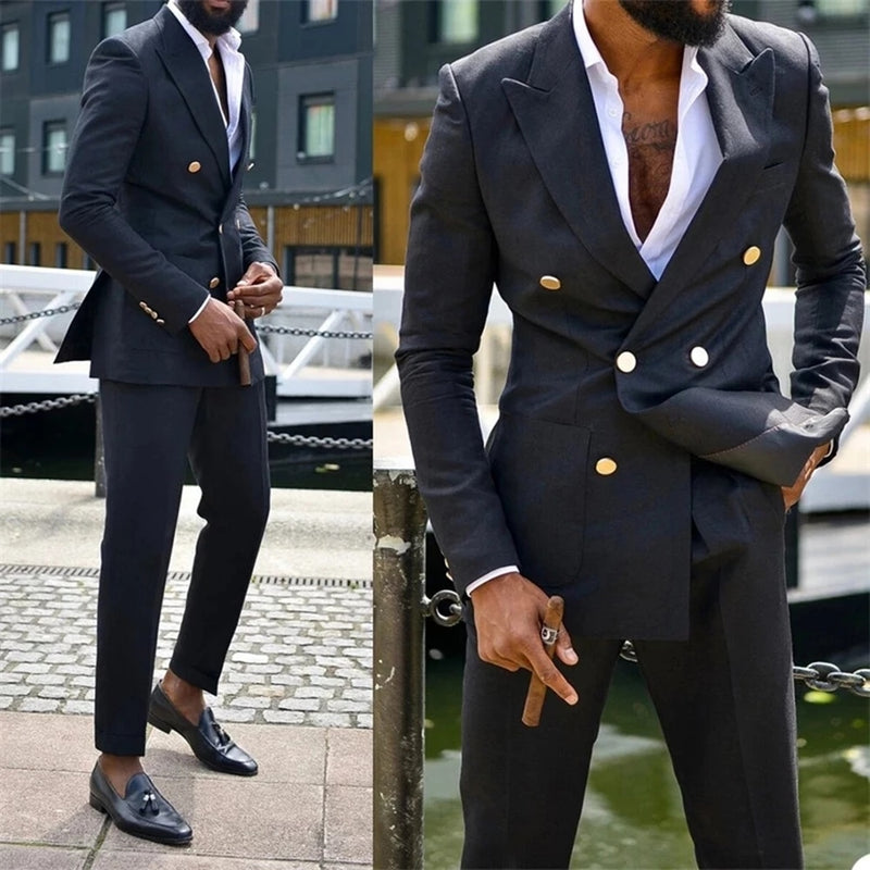 New 2 Piece Men Suits With Modern Metal Button