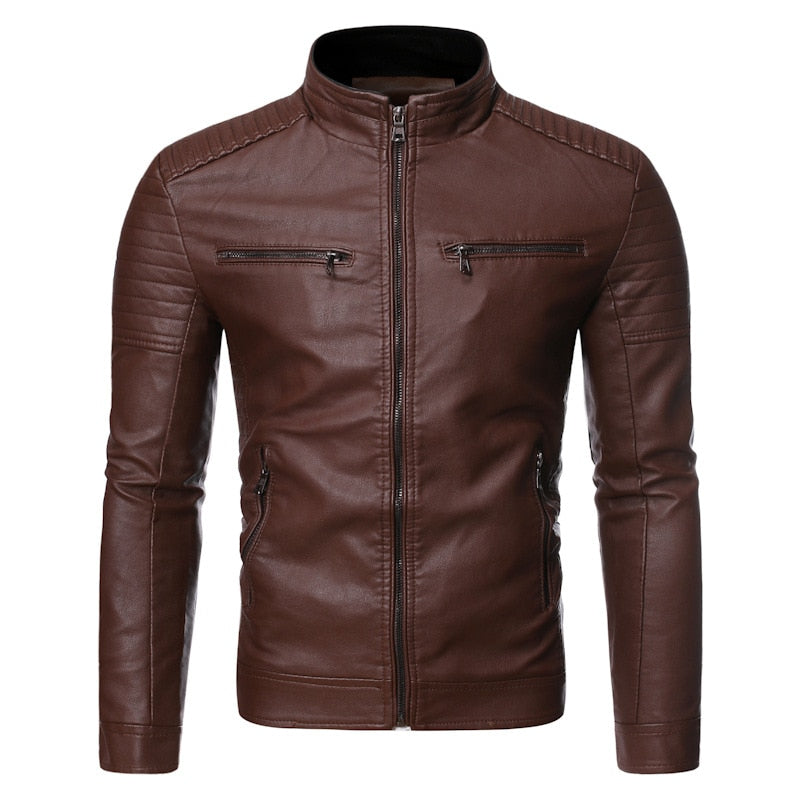 Men's Autumn Brand New Causal Vintage Leather Jacket