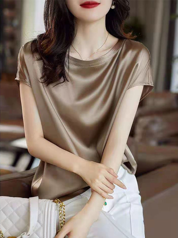 Women's Short Sleeve Silk Top