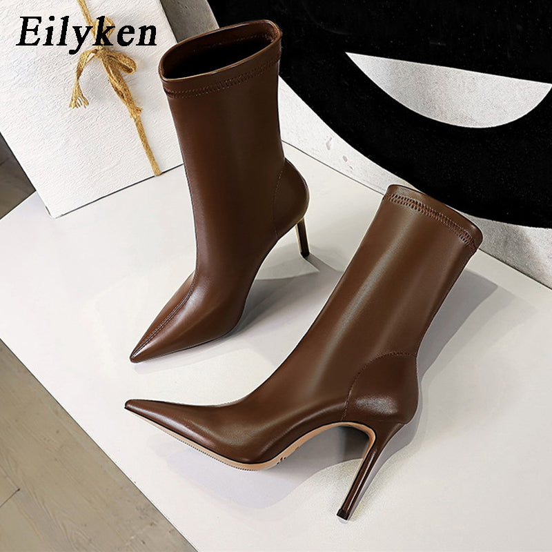 Pointed Toe Leather Heels
