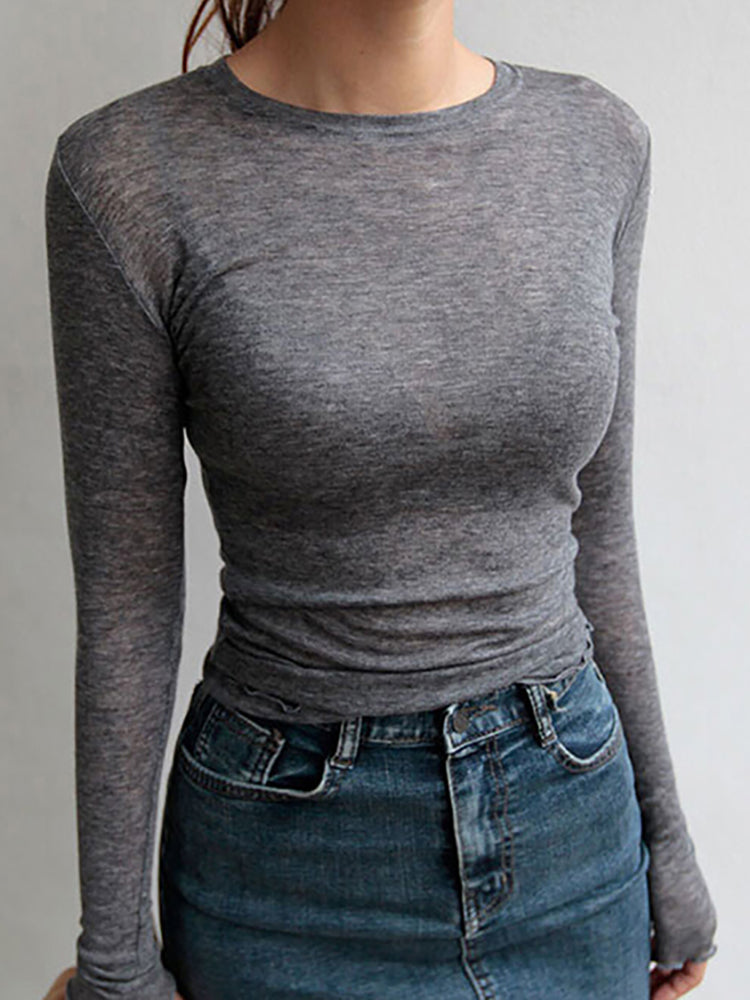 Women's Slim High Quality Plain See through T Shirt